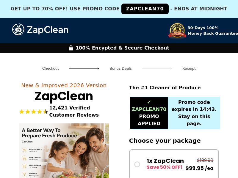 ZapClean Produce Cleaner - DTC [UK] (Social,Banner,Native,Push,SEO,Search,Brand Bidding) - CPA