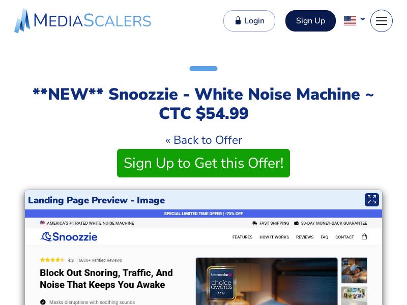 Snoozzie - White Noise Machine ~ CTC $54.99 {+Alt-Landers, DTC, Advertorial} (Event Tracking) [US, DE, CA, AU, UK, FR, IL, +232 More]