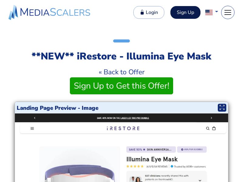 iRestore - Illumina Eye Mask (Event Tracking) [US, DE, CA, AU, GB, FR, ZA, +70 More]