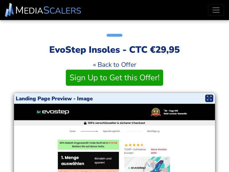 EvoStep Insoles - CTC €29,95 {+#N/A} (Event Tracking) [DE, AT]