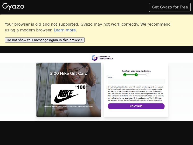 Consumer Test Connect - Nike $100 CPL [US]