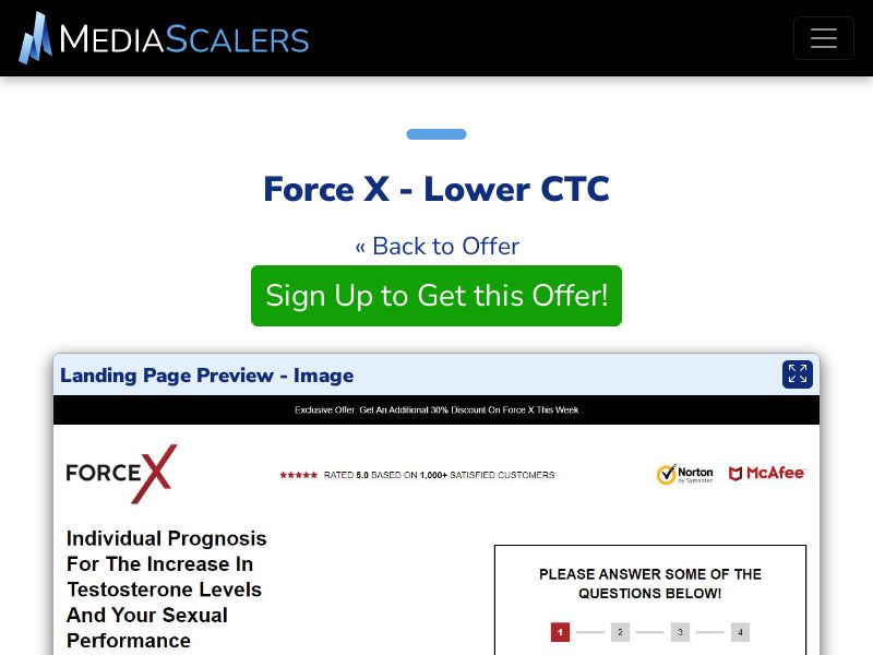 Force X - Lower CTC {+Advertorial, DTC, Alt-Landers, Quiz} (Event Tracking) [UK]