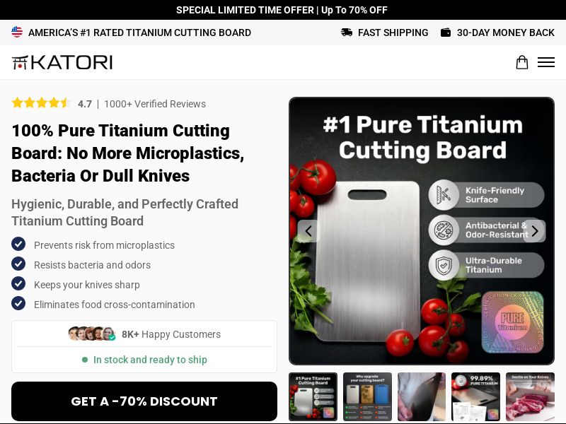 ! HOT OFFER - Katori Titanium Cutting Board - Product Page [INTL] (Social,Banner,Native,Push,SEO,Search,Brand Bidding) - CPA