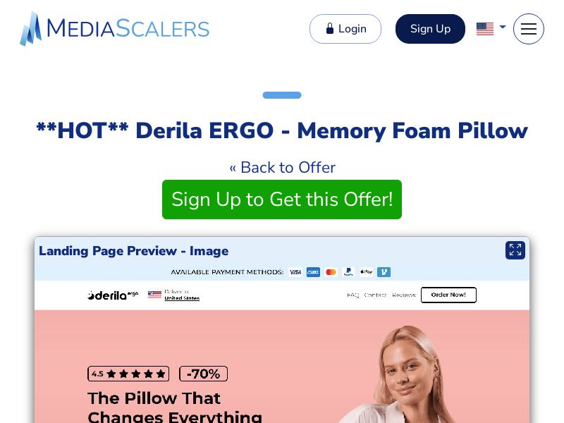 Derila ERGO - Memory Foam Pillow {+Advertorial, DTC, Multi-Lang, Quiz} (Event Tracking) [US, DE, CA, AU, UK, FR, IL, +45 More]