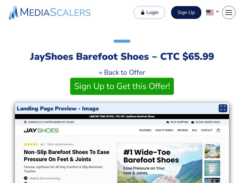 JayShoes Barefoot Shoes ~ CTC $65.99 {+Advertorial, DTC, Alt-Landers} (Event Tracking) [US, DE, CA, AU, UK, FR, IL, +232 More]