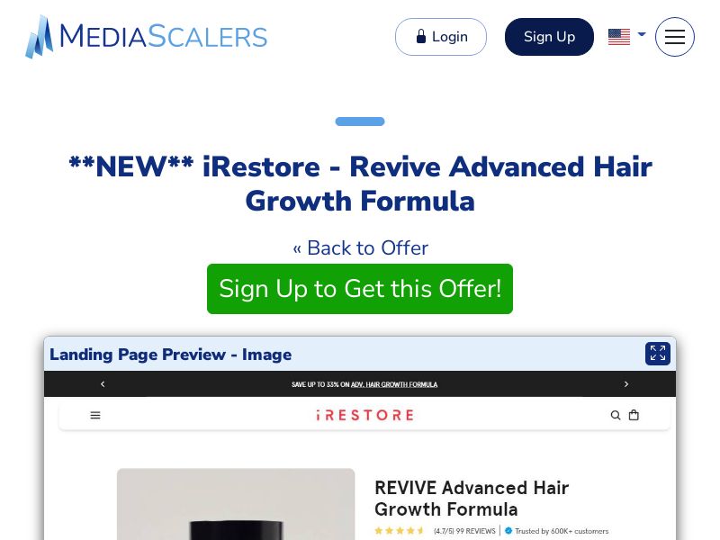 iRestore - Revive Advanced Hair Growth Formula (Event Tracking) [US, DE, CA, AU, GB, FR, ZA, +70 More]