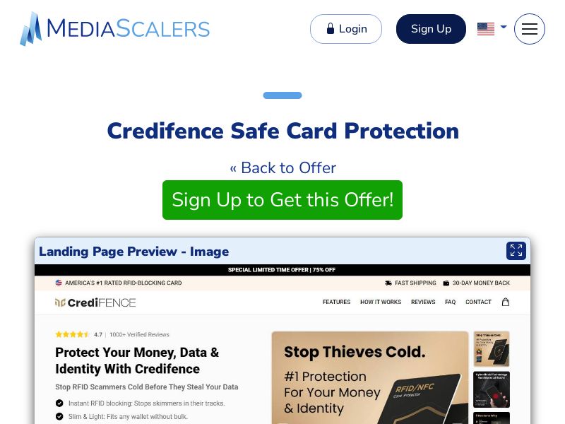 Credifence Safe Card Protection {+Advertorial, DTC, Alt-Landers} (Event Tracking) [US, DE, CA, AU, UK, FR, IL, +232 More]