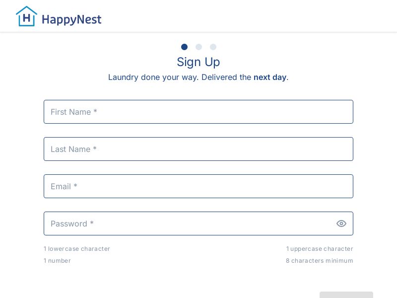 HappyNest Laundry Service - New Account - US