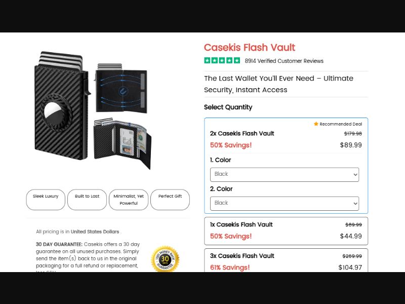 [WEB+MOB] Casekis Flash Vault-Security - CTC $44.99 /US/CA/AU CPS