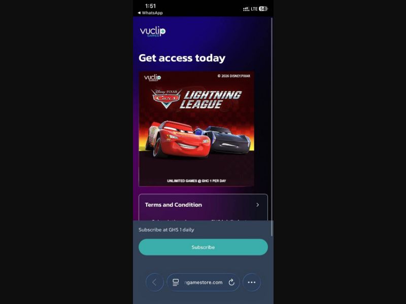 35736 - GH - [MOB] - Cars Lightning League (G) - Telecel - 2 click