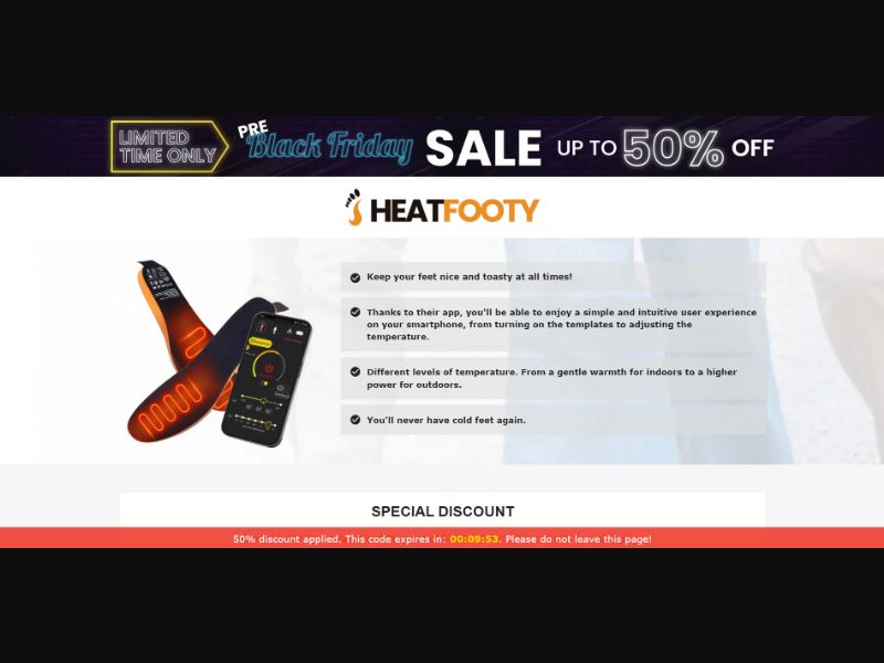 [WEB+MOB] Qinux Heatfooty – Heating Insoles /International (112 GEOs) CPS *FB/TT/Google/Taboola Pixel*