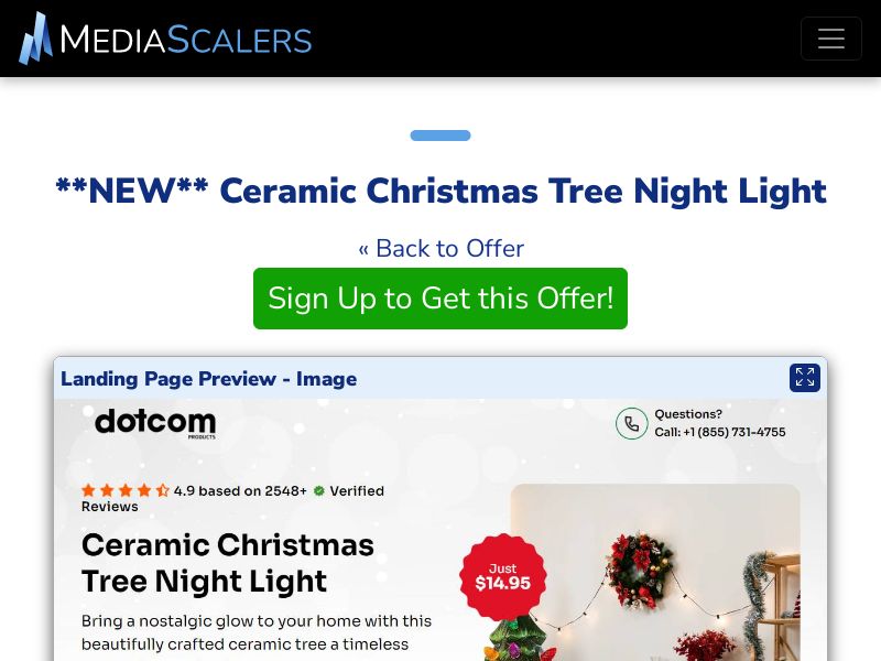 Ceramic Christmas Tree Night Light {+DTC, Advertorial, Alt-Landers} [US, CA, AU, UK]