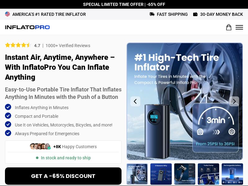 Tire Inflator - InflatoPro - CTC $59.99