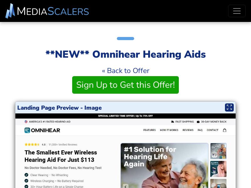 Omnihear Hearing Aids {+DTC, Advertorial, Alt-Landers} [US, DE, CA, AU, GB, FR, IL, +236 More]