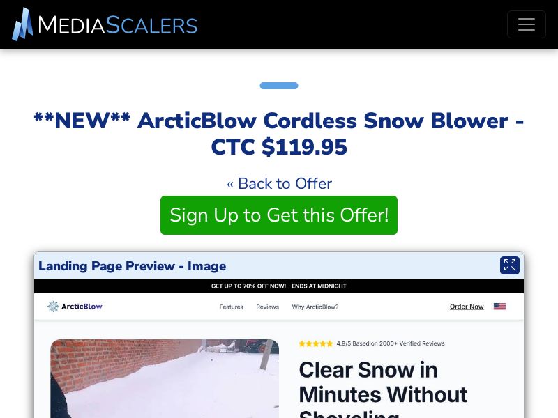 ArcticBlow Cordless Snow Blower - CTC $119.95 {+DTC, Alt-Landers} (Event Tracking) [US]