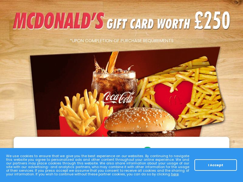 UK RewardFlux McDonalds Giftcard CPL