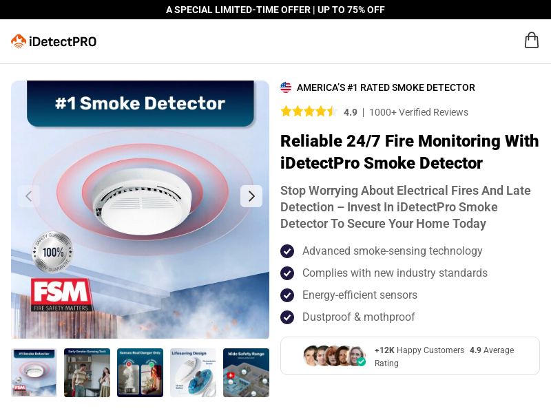 iDetectPro Smoke Detector - SS - US/INTL