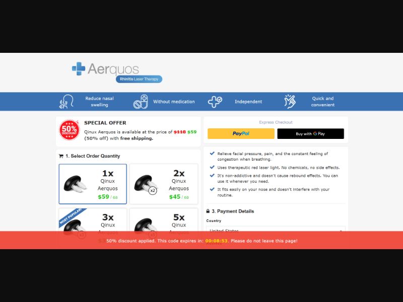 [WEB+MOB] Qinux Aerquos – Rhinitis Laser Therapy /International (116 GEOs) CPS *FB/TT/Google/Taboola Pixel* [Approval Required]