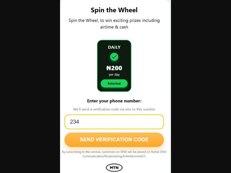 38566 - NG - [MOB] - Spin The Wheel Evina - MTN - 2 Click