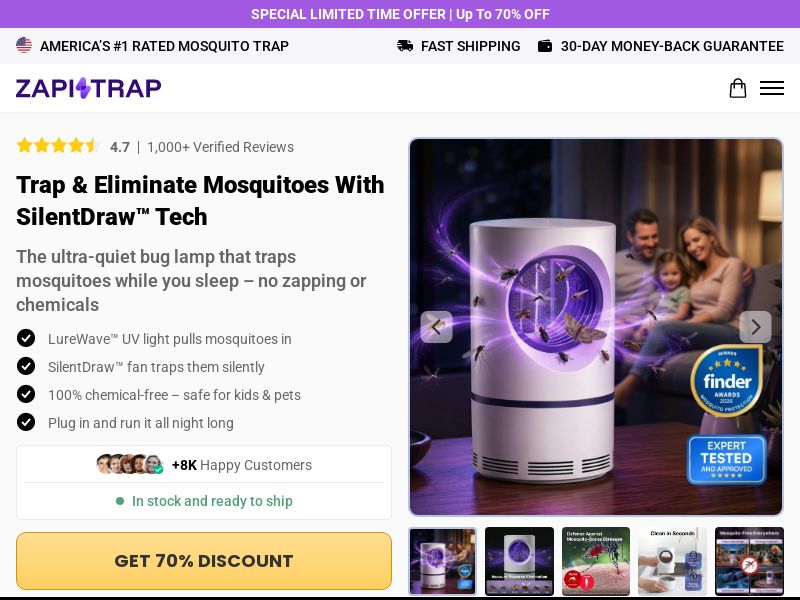 ZapiTrap Mosquito Lamp - Product Page [INTL] (Social,Banner,Native,Push,SEO,Search,Brand Bidding) - CPA