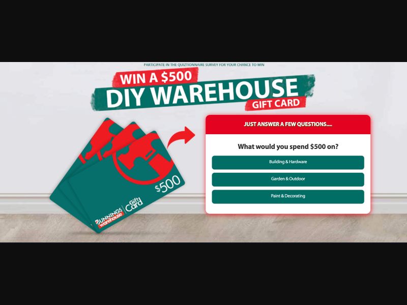 NZ - Quiztionnaire - Bunnings Giftcard - (CPL)