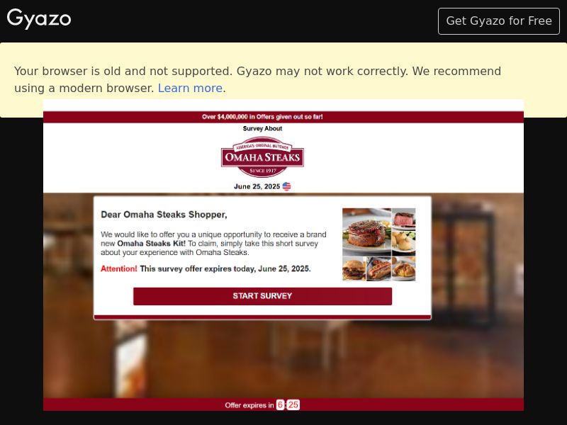 US - Omaha | Omaha Steaks Kit (us-omstkt)-CC submit Survey-Revshare