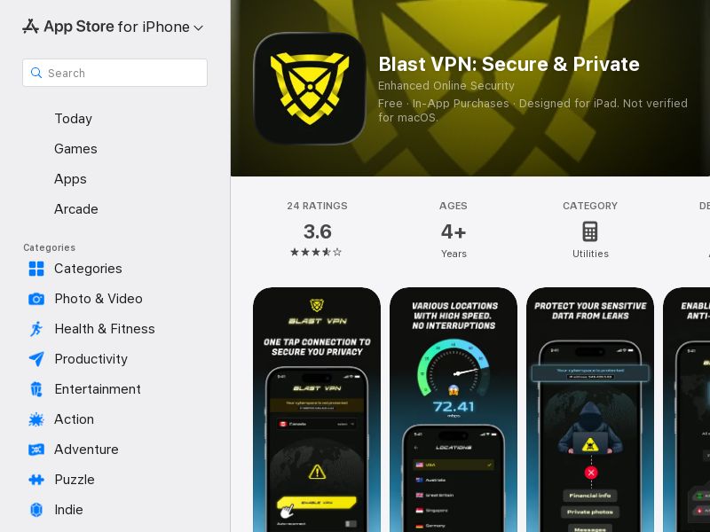 Blast VPN PPfT [9 countries] iOS