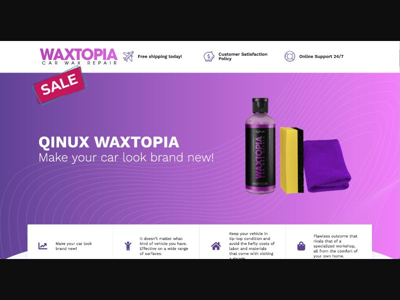 [WEB+MOB] Qinux Waxtopia – Car Wax Repair /International (112 GEOs) CPS *FB/TT/Google/Taboola Pixel* [Approval Required]