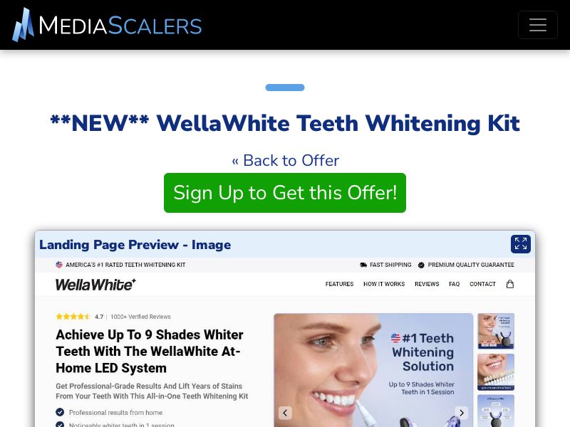 WellaWhite Teeth Whitening Kit {+DTC, Advertorial, Alt-Landers} [US, DE, CA, AU, GB, FR, IL, +236 More]