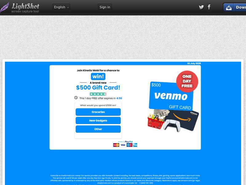 $500 Venmo GiftCard - PayPal Flow - SOI | US