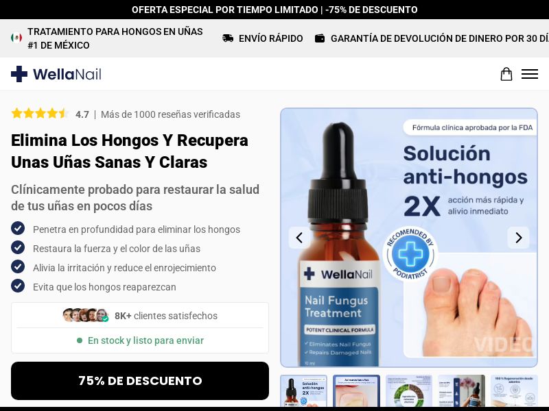 WellaNail Fungus Treatment Oil [LATAM] (Social,Banner,Native,Push,SEO,Search,Brand Bidding) - CPA