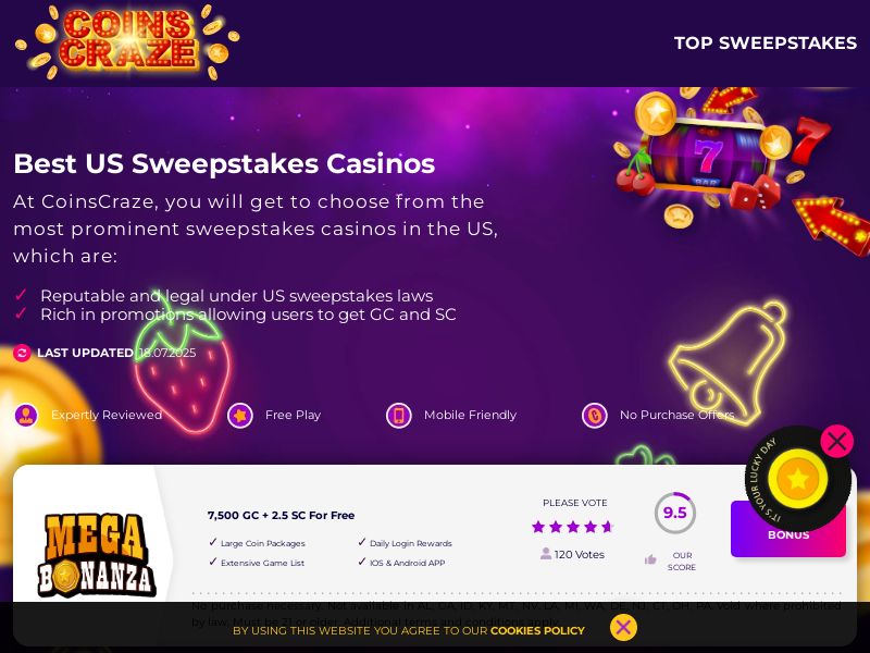 Coins Craze Sweepstake Casino CPA [US] 