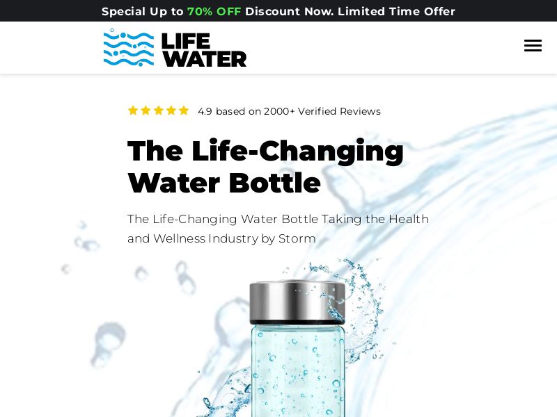 LifeWater Hydrogen Bottle - US