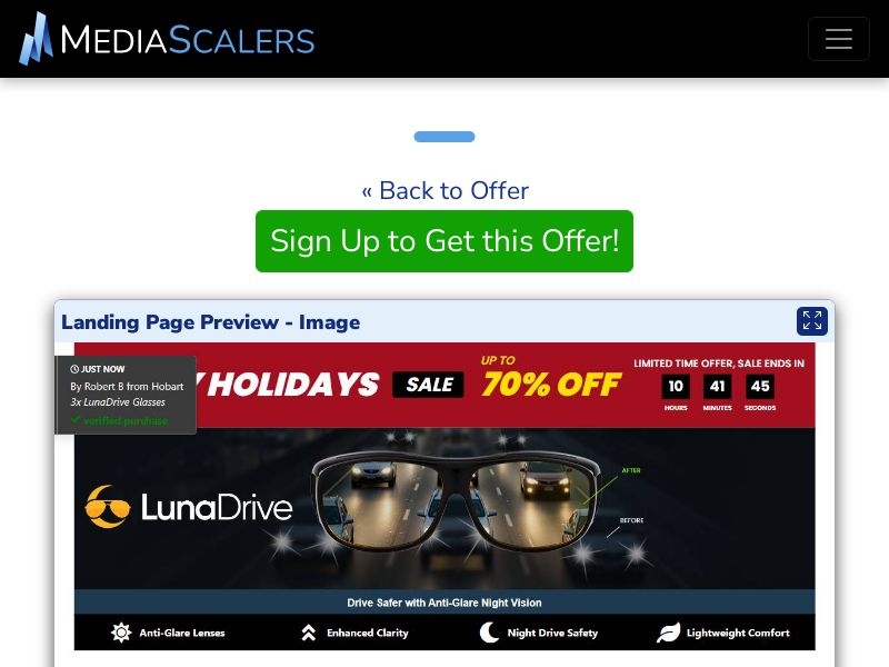 LunaDrive Glasses - CTC A$69.95 {+DTC, Alt-Landers, Advertorial} (Event Tracking) [AU]