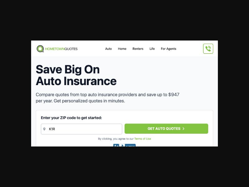 HometownQuotes - Auto Insurance - RevShare (US)