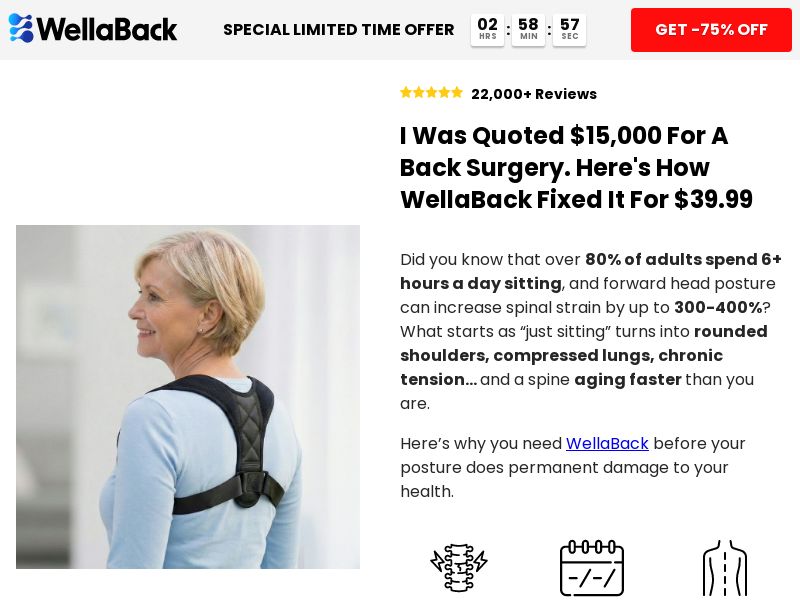 ! NEW OFFER - WellaBack Posture Corrector - Product Page [INTL] (Social,Banner,Native,Push,SEO,Search,Brand Bidding) - CPA