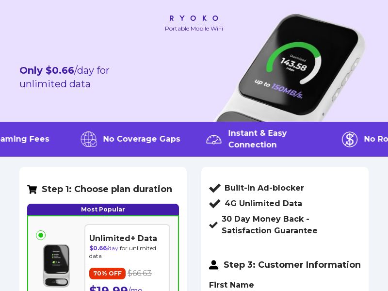 Ryoko PRO - WiFi Router Subscription-US