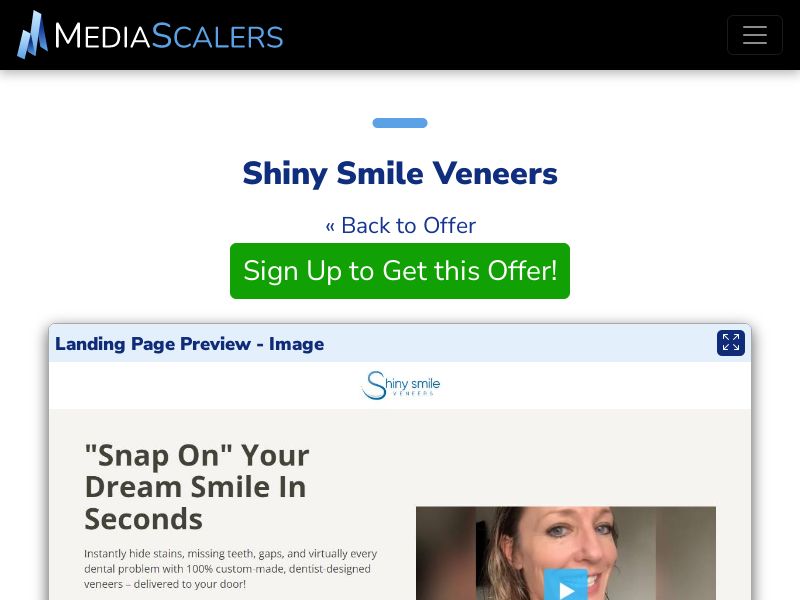 Shiny Smile Veneers {+Advertorial, Alt-Landers} (Event Tracking) [US, CA]