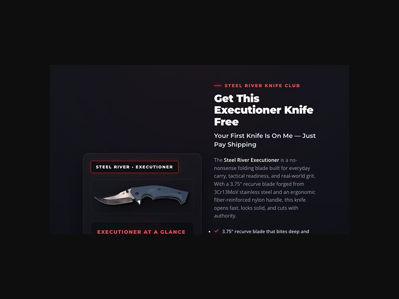 Steel River - Executioner Knife - Free + Shipping - CPS (US)