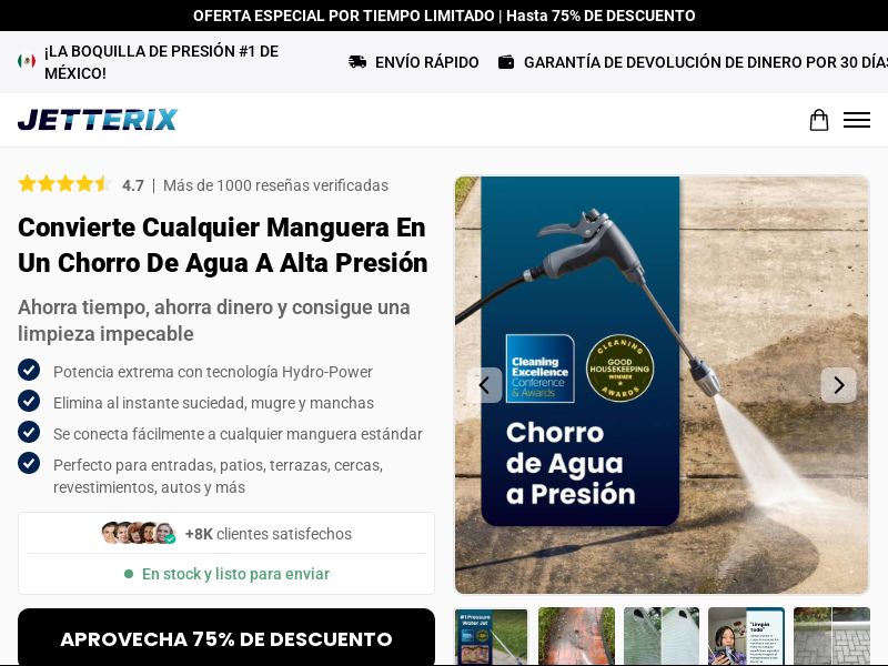 Jetterix Pressure Nozzle - Product Page [LATAM] (Social,Banner,Native,Push,SEO,Search,Brand Bidding) - CPA