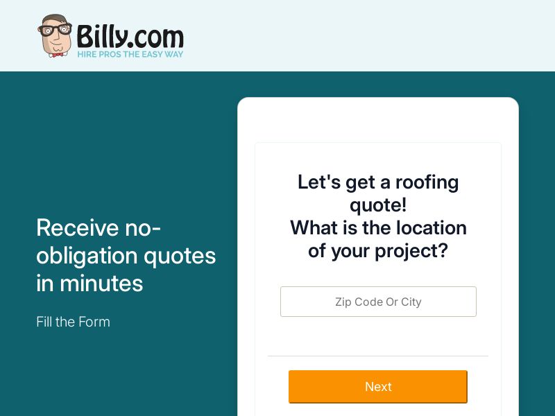 Billy.com - Roofing - Form Fill | US
