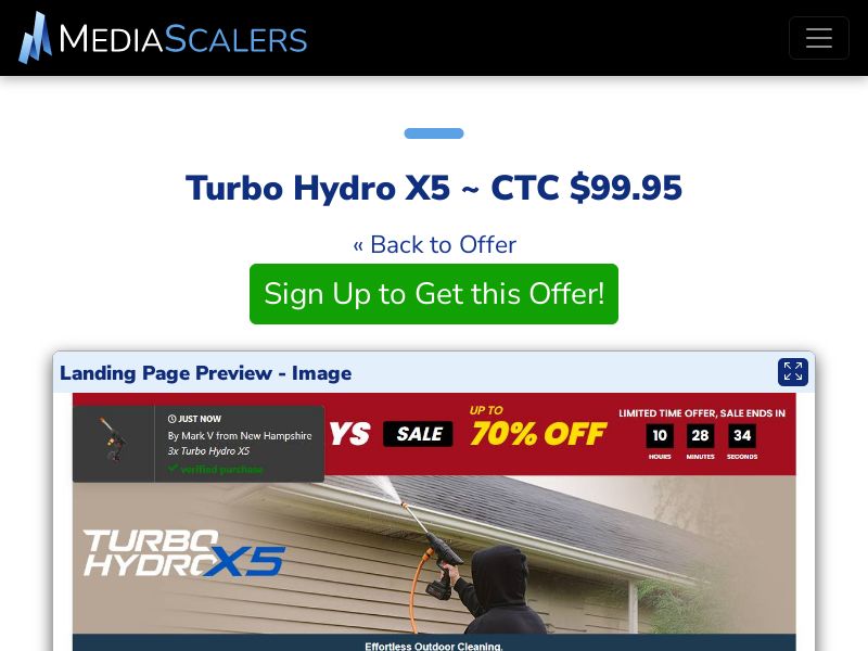 Turbo Hydro X5 ~ CTC $99.95 {+Advertorial, DTC, Alt-Landers} (Event Tracking) [US]