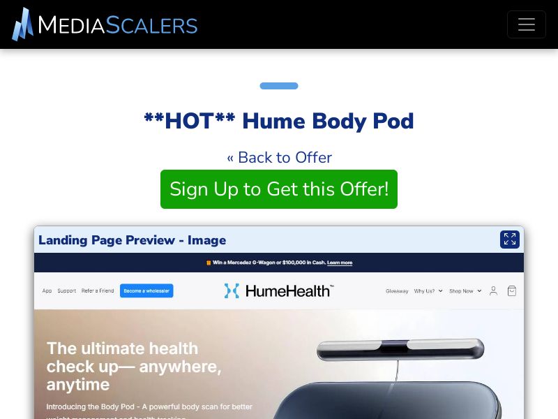 Hume Body Pod [US, DE, CA, AU, UK, FR, IL, +18 More]