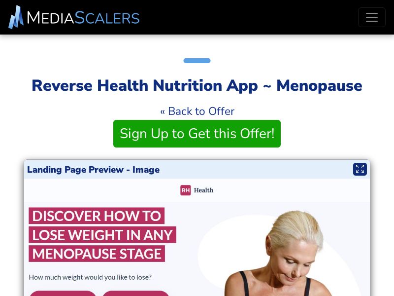 Reverse Health Nutrition App ~ Menopause [US, CA, AU, UK, NZ]