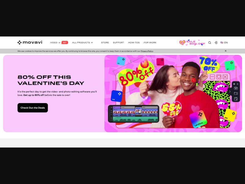 [WEB+MAC] Movavi - St. Valentines Day 2026 – up to 80% Off /International Revshare 24%