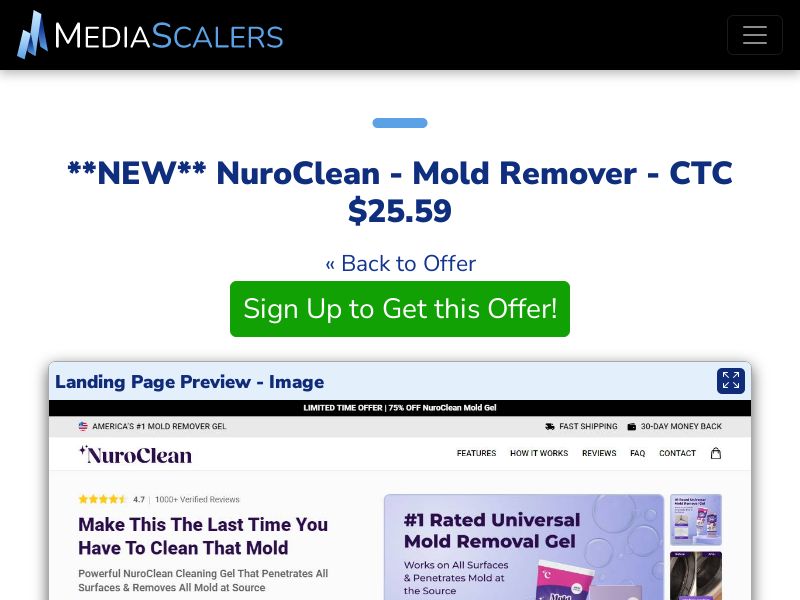 NuroClean - Mold Remover - CTC $25.59 {+Advertorial, DTC, Alt-Landers} (Event Tracking) [US, DE, CA, AU, UK, FR, IL, +232 More]