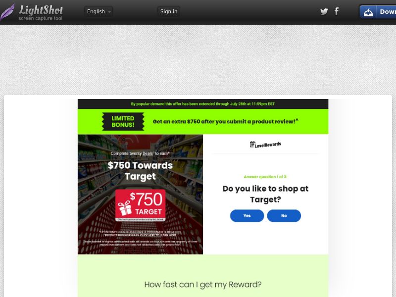 Rewards US - Product Reviewer - Target Bonus $750 - SOI | US