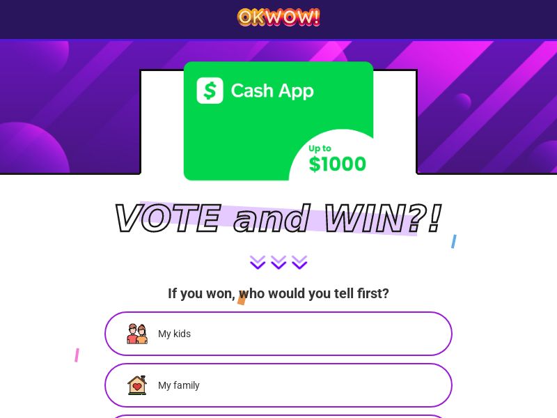 OkWow! - $1000 Cash App Gift Card (SOI) United States