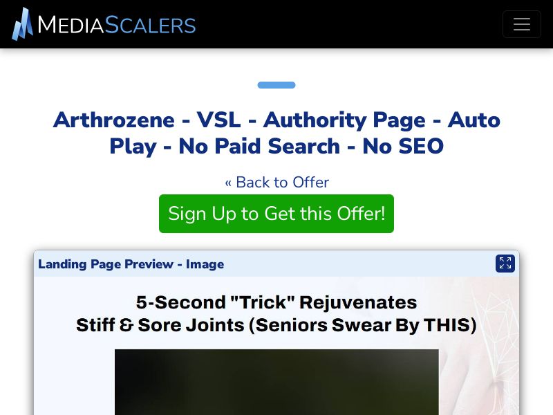 Arthrozene - VSL - Authority Page - Auto Play - No Paid Search - No SEO [US, CA, AU, UK]