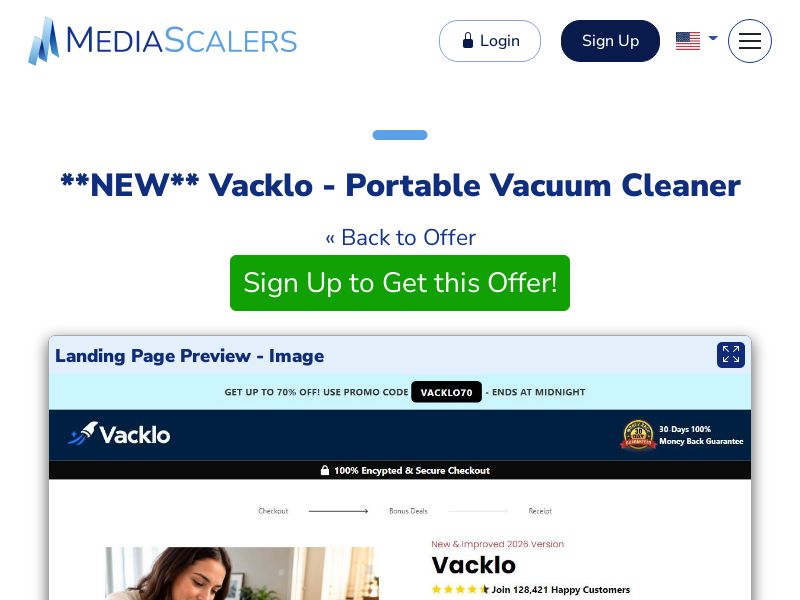 Vacklo - Portable Vacuum Cleaner {+DTC, Alt-Landers} (Event Tracking) [UK]